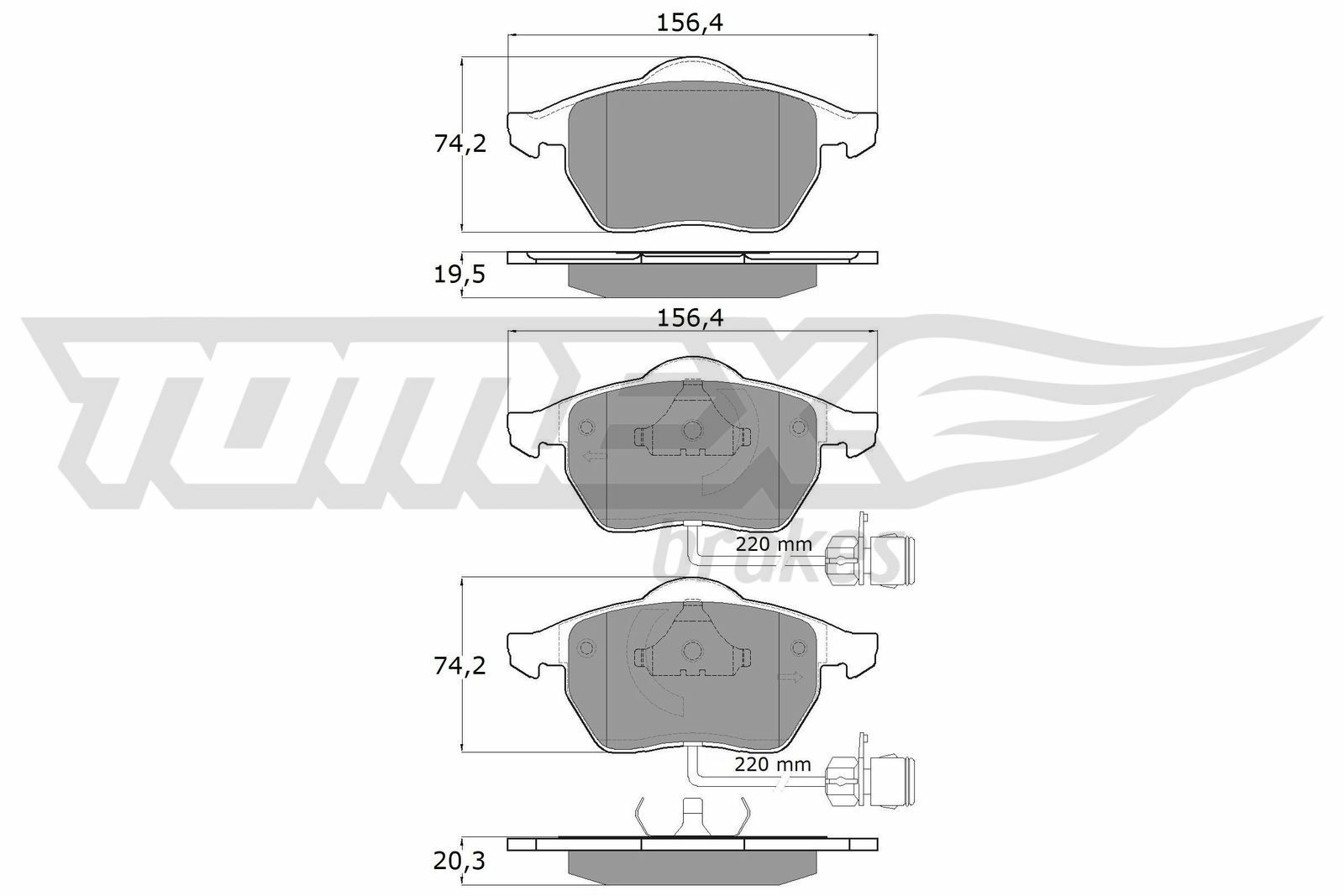 Sada brzdových platničiek kotúčovej brzdy TOMEX Brakes